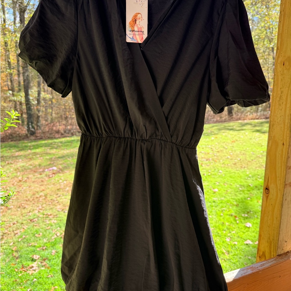 Elegant Black Puff Sleeve Mini Dress